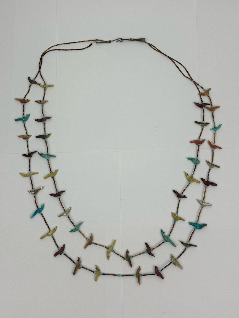 Multicolor Turquoise Double Strand Bird Bead Necklace